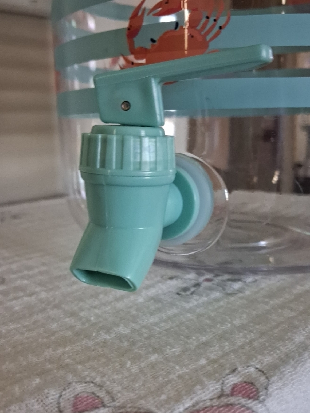 New Aqua and Coral Crab Glass Beverage Dispenser - Picture 2 of 4